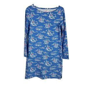 Vineyard Vines Women’s Small Knit Dress Boat Print Cornflower